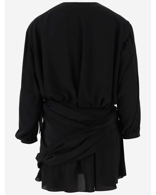 Balenciaga Black Draped Silk Dress