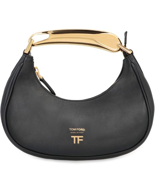 Tom Ford Black Hobo Bag In Leather