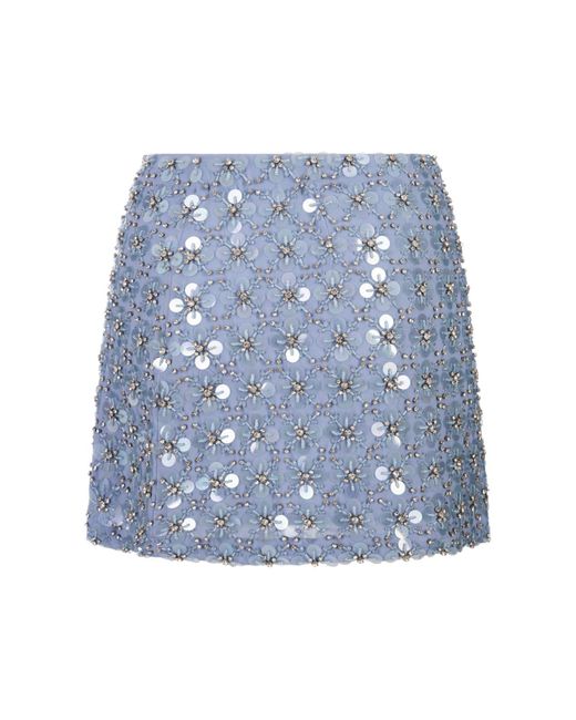 P.A.R.O.S.H. Blue Light Full Sequins Ginny Mini Skirt