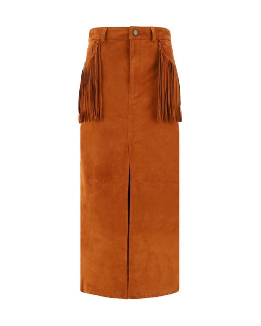 Wild Cashmere Orange Leather Skirt