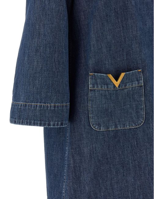 Valentino Garavani Blue Vgold Dress Cotton