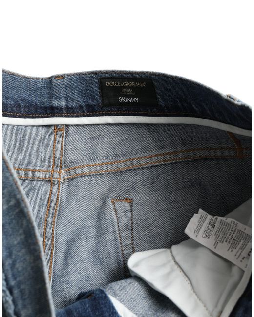 Dolce & Gabbana Blue Washed Skinny Cotton Stretch Denim Jeans for men