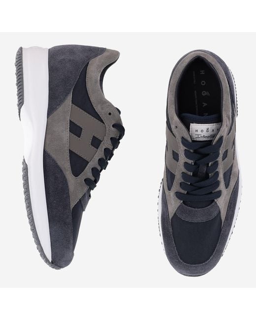 Hogan Gray Sneakers Interactive Suede-Mesh Suede And Mesh Trainers for men