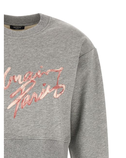 Balmain Gray Paris' Sweatshirt