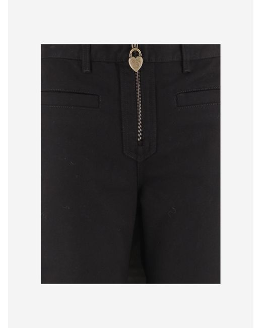 Chloé Black Cotton Trousers With Front Zip