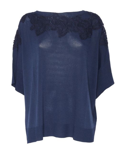Ermanno Scervino Blue 3/4 Sleeve Sweater