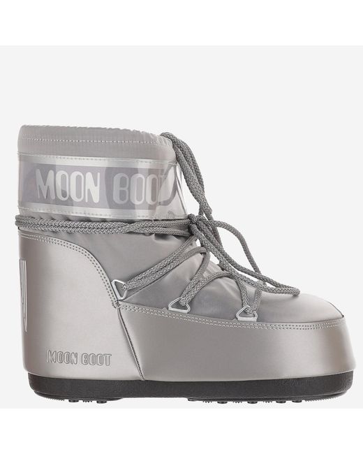 Moon Boot Gray Ankle Boots Icon Low Glance Rubber And Mesh