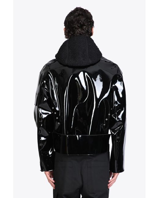 1017 ALYX 9SM Pvc Scout Jacket Black Patent Jacket With Shearling
