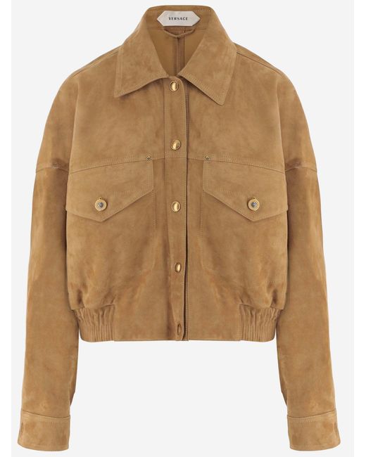 Versace Brown Suede Jacket Lambskin