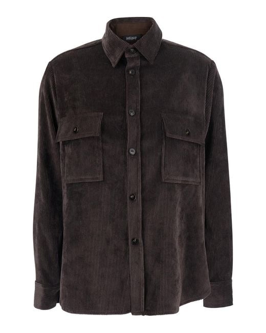 Le Plain Black Corduroy Shirt Blouses