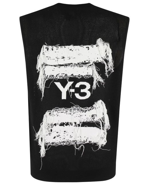 Y-3 Black Graphic Knitted Vest for men
