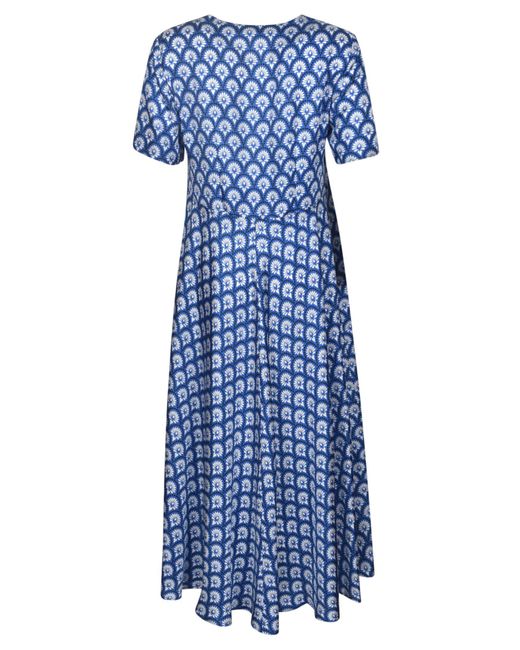 P.A.R.O.S.H. Blue Monogram Printed Dress