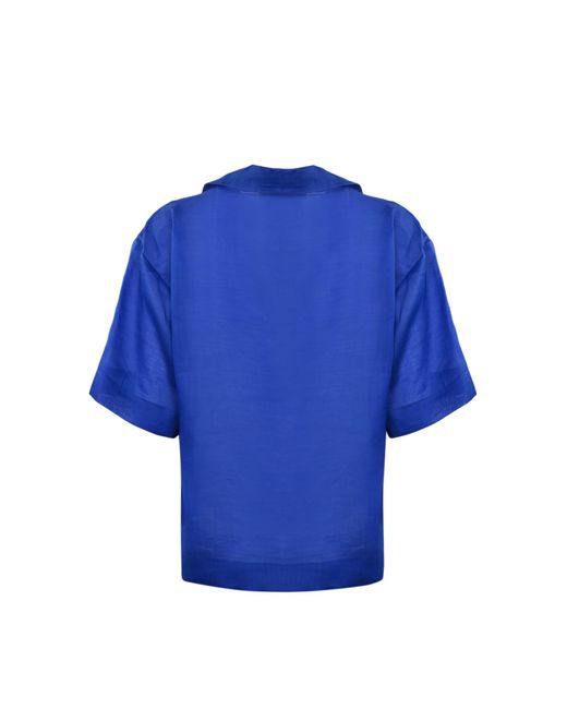 Max Mara Studio Blue Ramie Gauze T-shirt