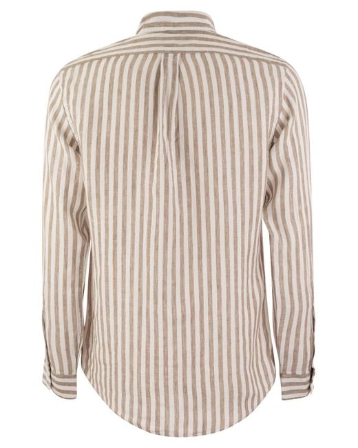 Polo Ralph Lauren White Custom-Fit Striped Linen Shirt for men