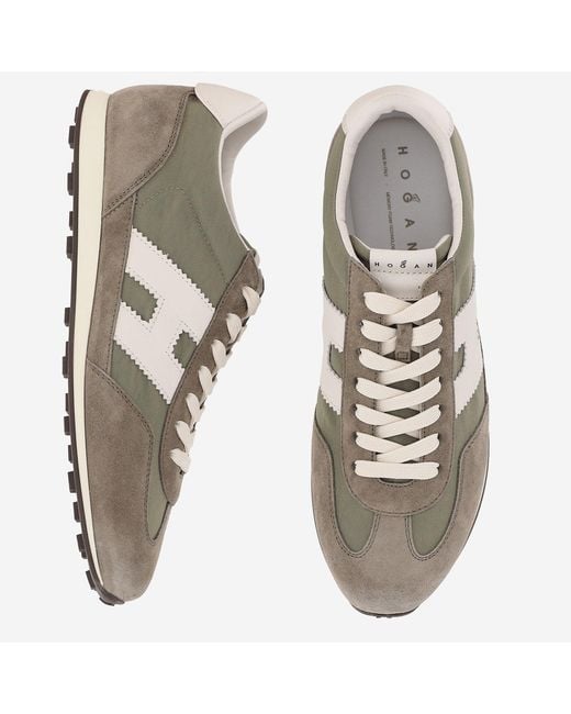 Hogan Gray Suede And Mesh Sneakers, Leather Trainers for men