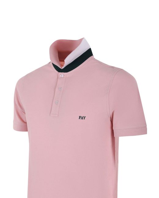 Fay Polo In Piquet Di Cotone Stretch in Pink for Men - Save 2% | Lyst