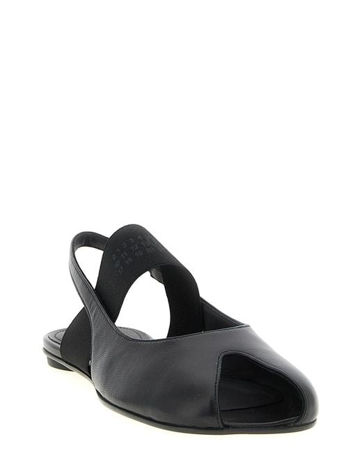 MM6 by Maison Margiela Black Opentoe Tabi Slingback Lamb Leather (Ovis Aries) Sandal
