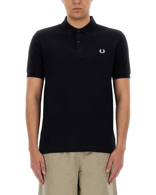 Fred Perry Black Polo With Logo Embroidery for men