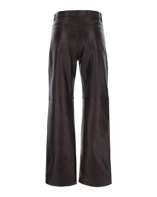Max Mara Gray Trousers Pesca Leather Lamb