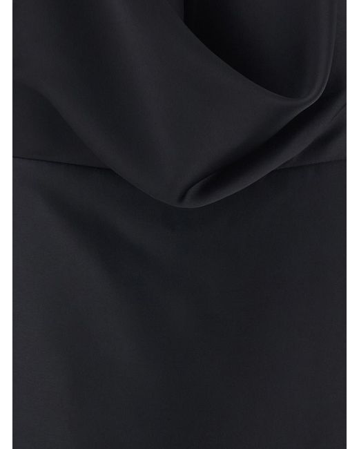 Le Plain Black Long Dress With Halterneck And Open Back