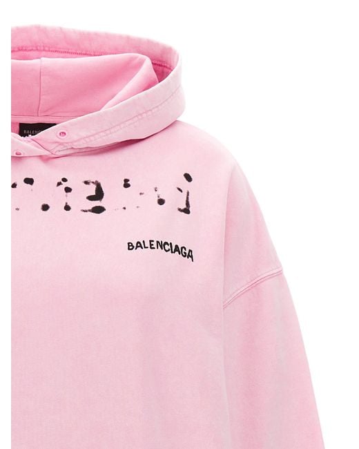 Balenciaga Pink Logo Print Hoodie Sweatshirt