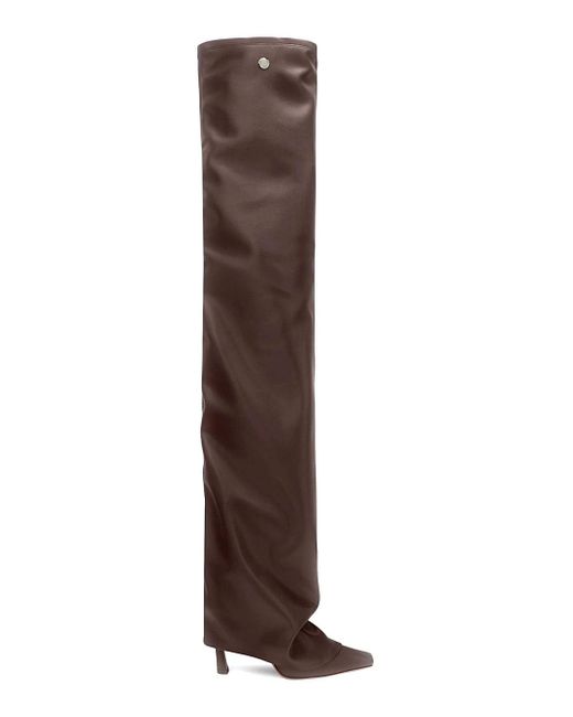 The Attico Brown 'Robin Okt' Boots With High Stiletto Heel And Ruched Detail