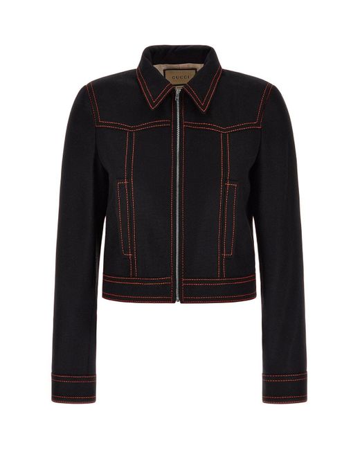 Gucci Black Top-stitched Jacket