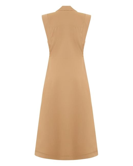 Veronica Beard Natural Midi Dress Cotton-Blend Viscose