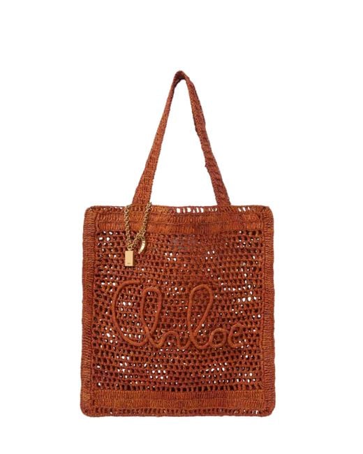 Chloé Red Chloè Summer Banana Tote Bag
