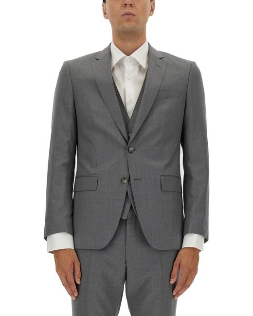 Boss Gray Slim Fit Jacket Virgin Wool for men