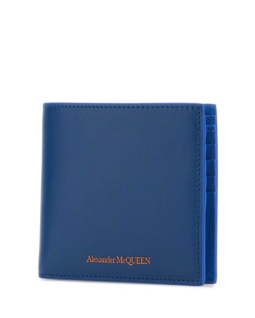Alexander McQueen Blue Leather Wallet for men