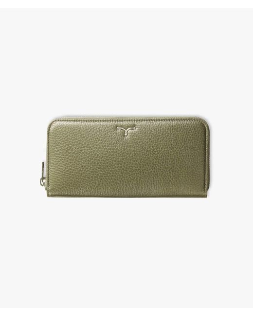Larusmiani Green Zippered Wallet Lira And Money Holder
