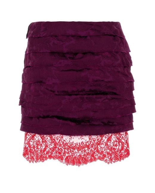 Saint Laurent Purple Tyrian Jacquard Mini Skirt