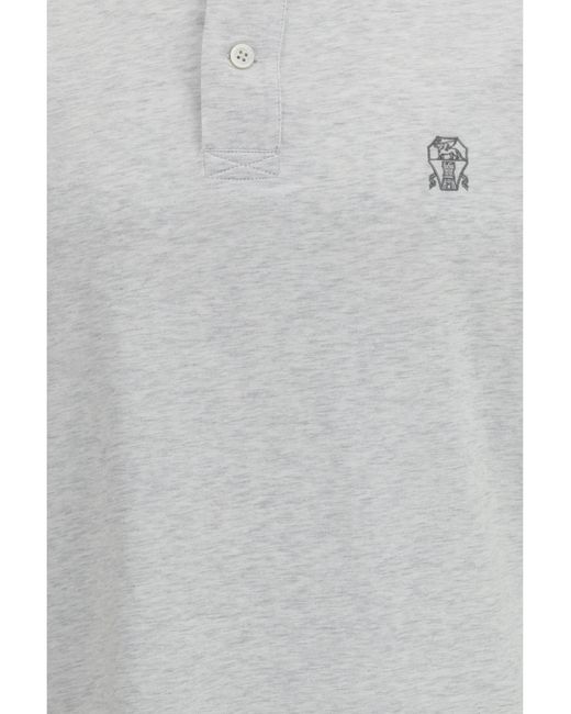 Brunello Cucinelli Gray Polo Cotton Jersey With Short Sleeves Shirts for men