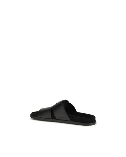 Dolce & Gabbana Black Calf Leather Bos Taurus Sandals for men