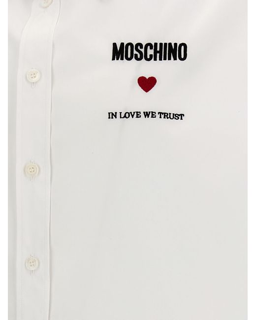 Moschino White In Love We Trust Shirt, Blouse for men
