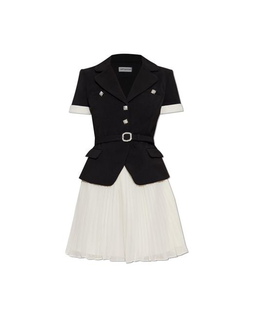 Self-Portrait Black Dress With Pleated Finish