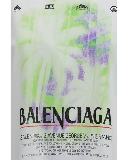Balenciaga White Printed Cotton T-Shirt Cotton; Elastane T-Shirts