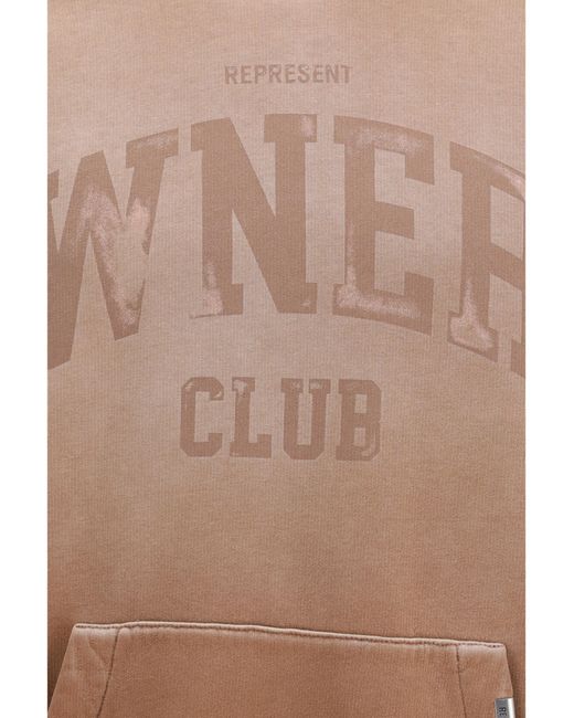 Represent Brown Hoodie Owners Club Cotton Sweatshirts for men