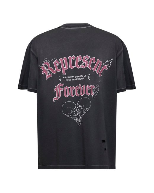 Represent Black T-Shirt Duality Washed Cotton T-Shirts for men