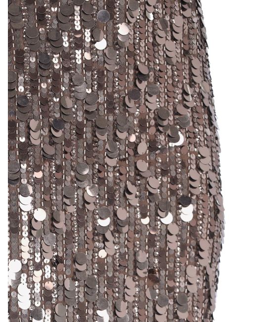 P.A.R.O.S.H. Gray Full Paillettes Midi Skirt