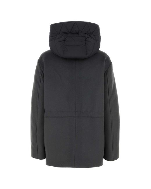 Moorer Black Charcoal Wool Blend Coat