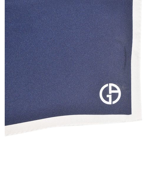 Giorgio Armani Blue Logo Straight Scarf for men