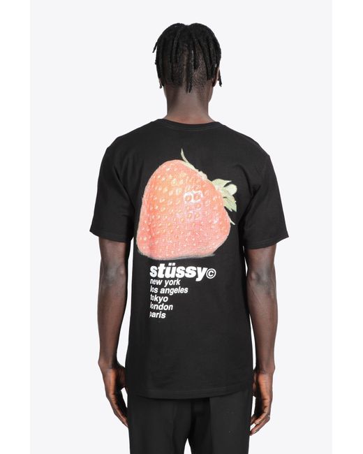 Stussy Strawberry Tee Black Cotton T 