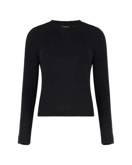 Max Mara Black Crew Neck Wool And Cashmere Sweater