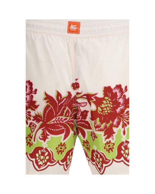 Etro Red Multicolor Polyester Shorts for men