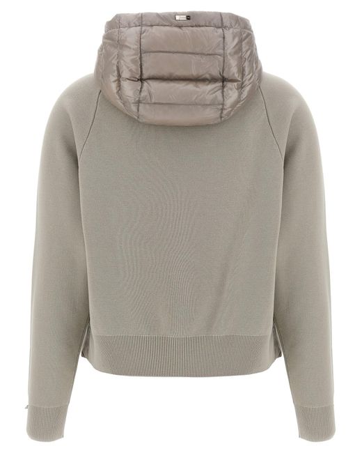 Herno Gray Two-Material Hoodie