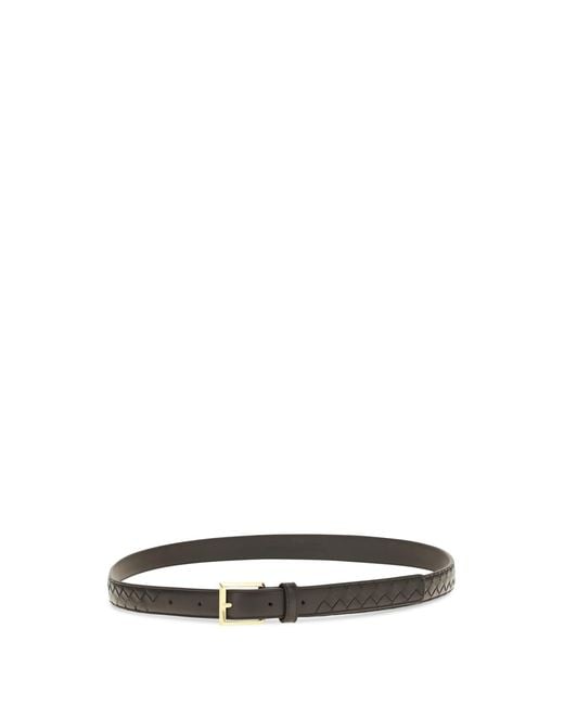 Bottega Veneta White Belt Intrecciato Espresso Leather Lamb