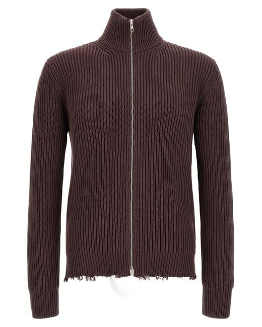 MM6 by Maison Margiela Brown Mm6 Maison Margiela Ribbed Cotton Cardigan for men