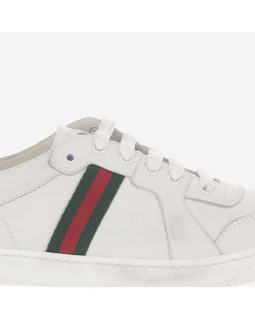 Gucci White Sneakers Stretch Leather Trainers for men